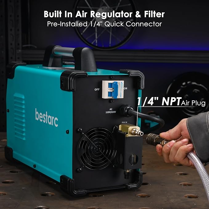 Plasma Cutter, [Pilot Arc] [Large LED Display] [Air Sensor] 65A bestarc Plasma Cutter Machine 110/220V Dual Voltage, 5/8 Inch Clean Cut 1 Inch Max Cut, Post Flow 2T/4T for Beginners DIY