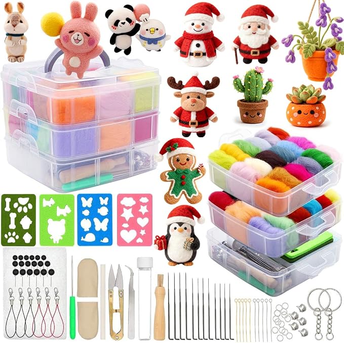 West Bay Needle Felting Kit 109 Pieces Set, Wool Roving 36 Colors by WESTBAY