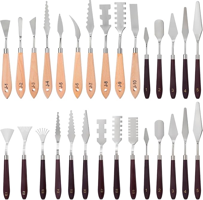 29 Piece Palette Knife Set | Numbered Paint Spatula Stainless Steel by Unknown