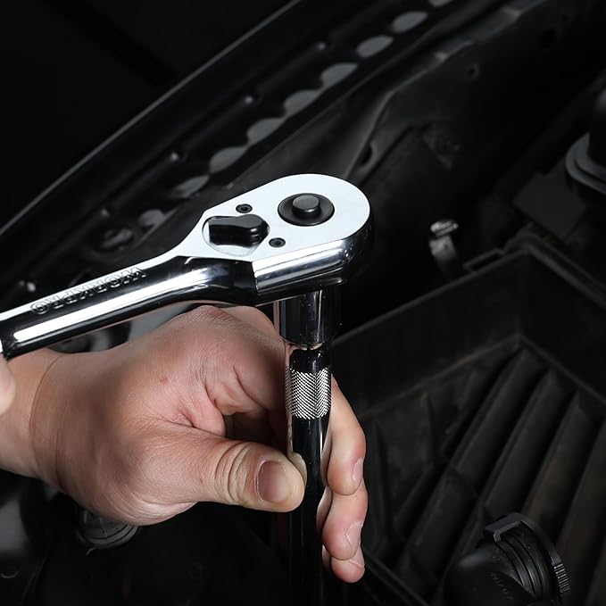 WORKPRO 1/2-Inch Drive Ratchet, Quick-Release Reversible Ratchet Wrench, 72-Tooth 1/2 Drive Ratchet Handle, Chrome Alloy Made, Cr-Mo Head, Full Polished