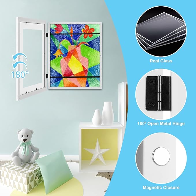 Kids Art Frames, 10x12.5 Front Opening Kids Artwork Frames Changeable, Holds 50 - Image 5