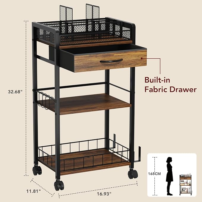 Homsorout 3 Tier Rolling Cart - Image 4
