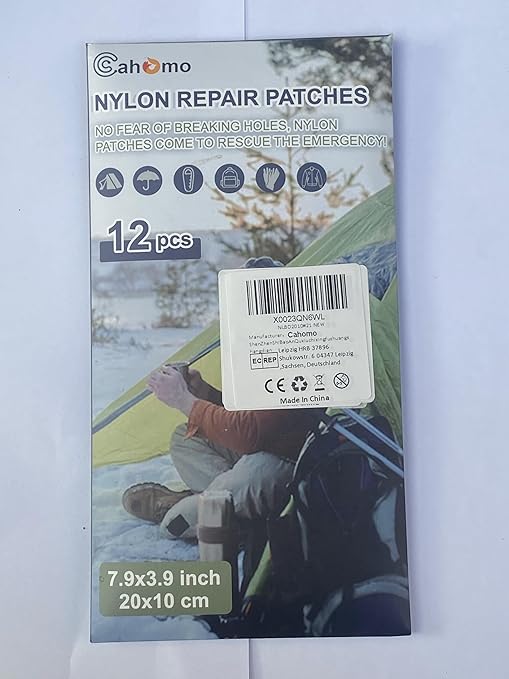 7.9x3.9 inch 12 PCS Nylon Repair Patch Nylon Repair Tape Self Adhesive Fabric Tapes Outdoor Camping Gear Fabric kit for Tent, Umbrella, Down Jackets, Sleeping Bag, Knapsack (Color Set A)