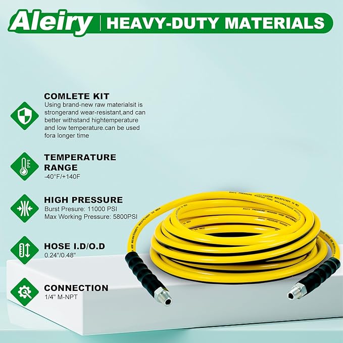 Sewer Jetter Kit for Pressure Washer,Water Jet Drain Cleaning Hose with Corner Rotating Button Spring Nose 1/4" NPT Sewer Cleaning Tool High-Pressure Nozzles,5800 PSI 150 FT