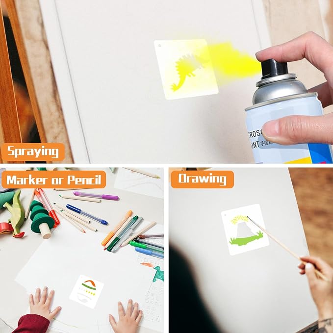 Dinosaur Stencils for Painting, Plastic Reusable DIY Drawing Templates for - Image 4