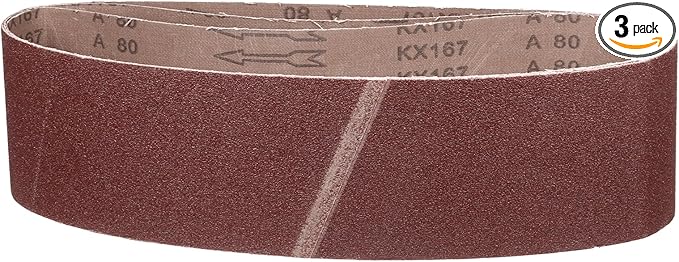 4 x 52 1/2 Inch Sanding Belt, 3 Pcs 80 Grit Aluminum Oxide Knife Sharpener Belts Work Sharpening for Belt Sander Knife Carving Tool Metal Working