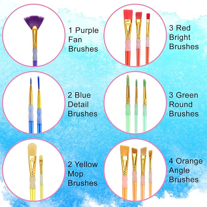 15Pcs Paint Brushes Value Pack, Includes 15 Different Types of Brushes - Image 3