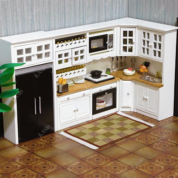 iLAND Dollhouse Furniture and Accessories Set Dollhouse Kitchen Modern Kit - Image 6