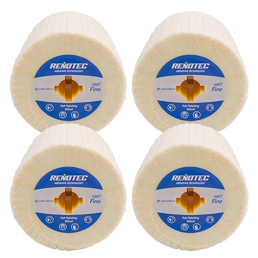 4"x4" Wool Felt Wheel, 4 Pack, Fine Grit, for Polishing and Mirror Polishing of Metal