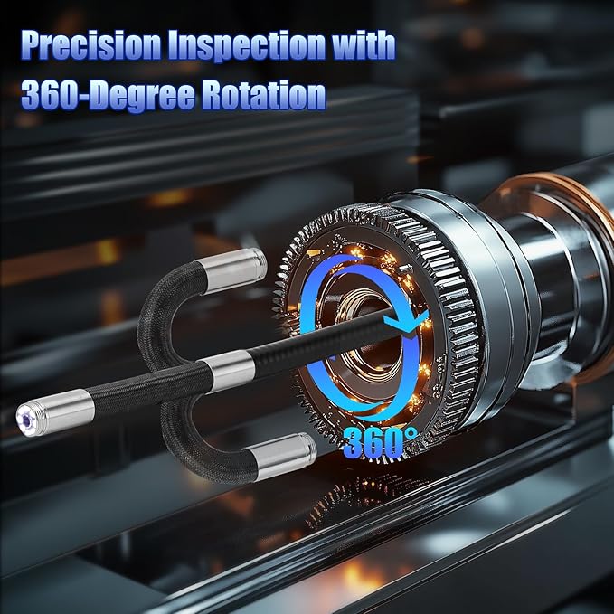Upgraded Articulating Borescope with Light, 5'' 1080P HD Display Industrial Endoscope Inspection Camera, for Wall Automotive Engine Inspect, Snake Camera for Automotive HVAC and Industrial Mechanics