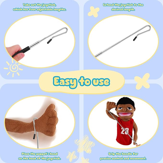 2 Pcs Adjustable Puppet Handles Metal Arm Control Rod Arm Control Stick - Image 3