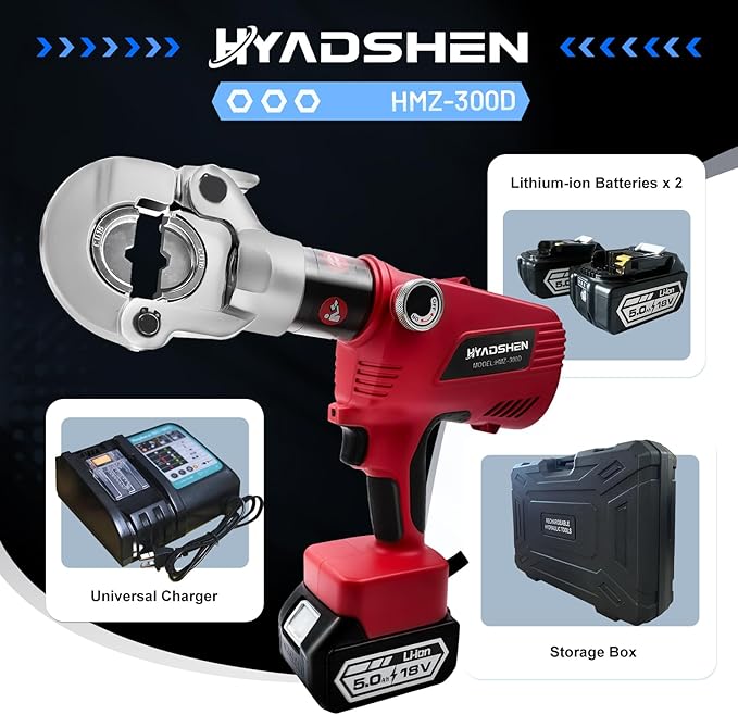 Electric Hydraulic Cable Lug Crimper Pliers Rechargeable Crimping Tool 6 Ton Electrical Terminal Cable Wire Fiber Crimper Kit,Industrial portable electric hydraulic Cable Lug crimper with 11 Dies