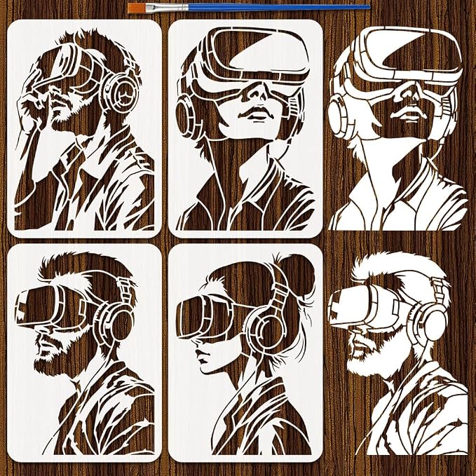 FINGERINSPIRE 4PCS Virtual Reality Pattern Stencils by FINGERINSPIRE