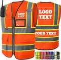 Custom Safety Vest High Visibility Reflective Customized Logo Construction Work Vests Dual Tone Reflective Strips