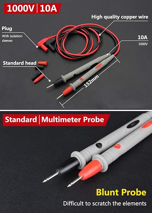 Banana Plug Multimeter Test Leads, 1000V 20A Digital Multi Meter Clamp Tester Probes (2 pcs)