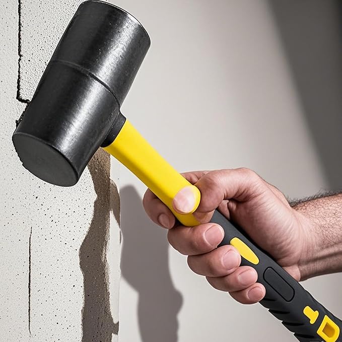 3 PCS 32 OZ Black Rubber Mallet Hammer, Rubber Mallet with Non Slip Handle for Camping, Woodworking and Flooring