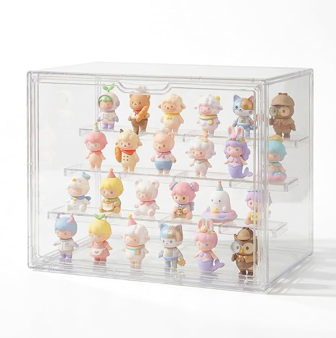 Acrylic Display Case for Collectibles, 4-Tier Large Stackable Clear Display Box by TimberAura