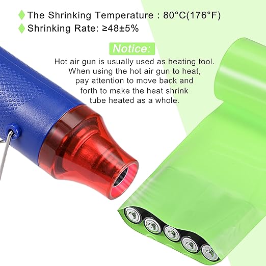 MECCANIXITY Battery Wrap PVC Heat Shrink Tubing 32mm Dia 50mm Flat 20 Feet(6meters) Light Green Good Insulation for Battery Pack