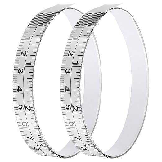 Adhesive Measuring Tapes,Steel Self Tape Measure,1/2" Wide Imperial & Metric Ruler Sticker, Stick On Table Saw and T Track for Woodworking, Drafting (White, Left to Right 39" 2PCS)
