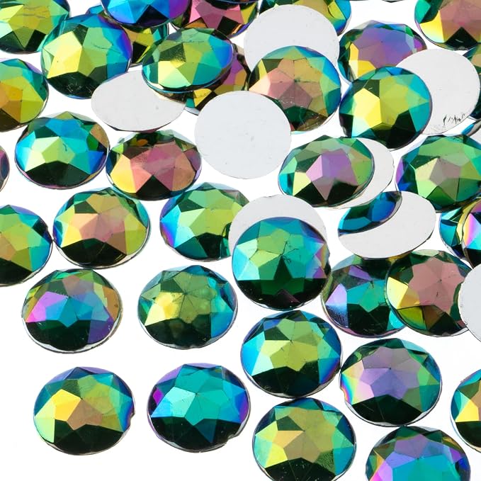 John Bead 200 Pieces 16mm, Acrylic Round Flat Back Rhinestones by JohnBead