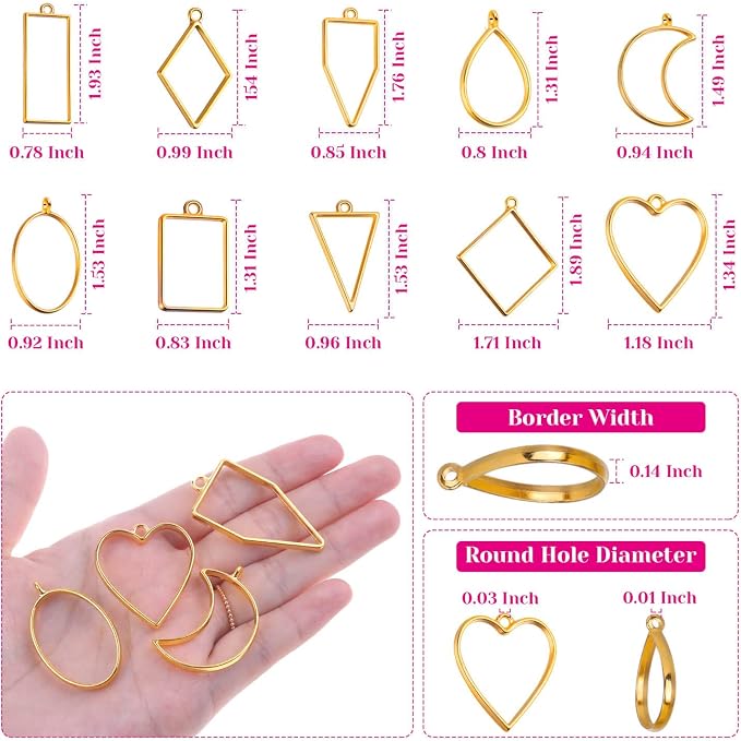 Shynek 60Pcs Hollow Frame Pendants - Image 3
