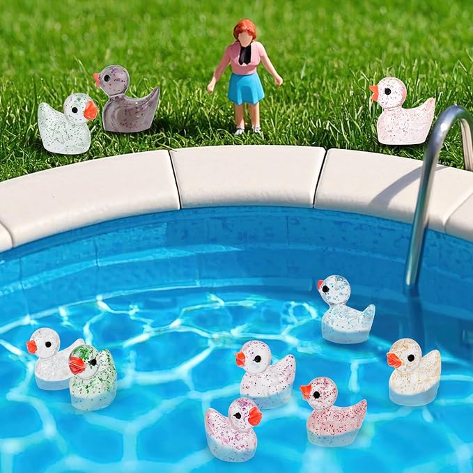 100Pcs Glitter Mini Resin Ducks, Colorful Tiny Ducks Figurines Bulk - Image 5
