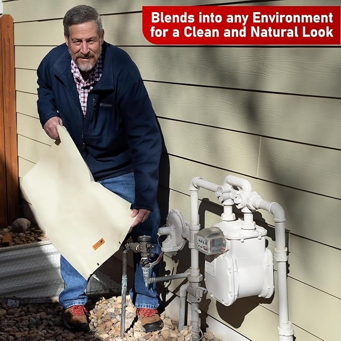 Redford Supply Co. Cold Snap (5°F) Backflow Preventer Insulation Cover, 12"W x 26"H, Pipe Insulation, Water Sprinkler Covers for Outside, Sprinkler Backflow Cover for Winter, Well Pump Bag (Beige)