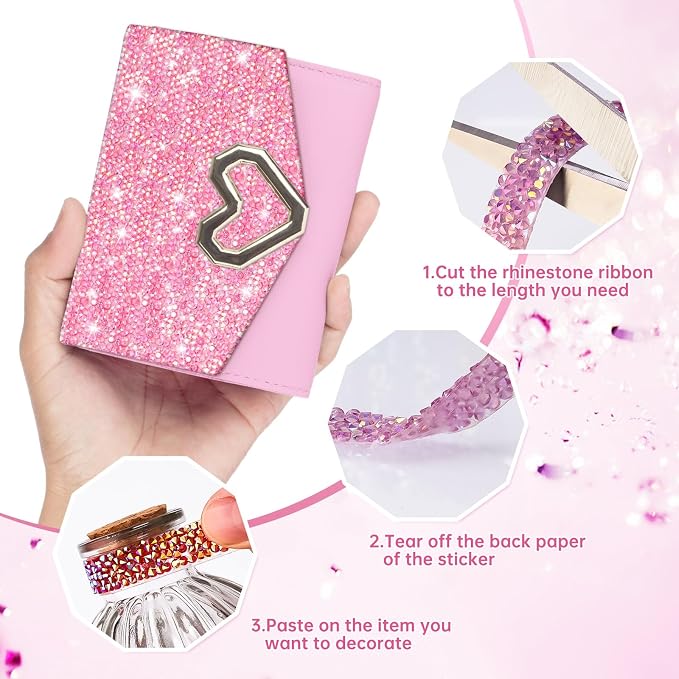 NiArt Self Adhesive Crystal Rhinestone Diamond Ribbon 6 Rolls, 0.39" Wide Total - Image 3