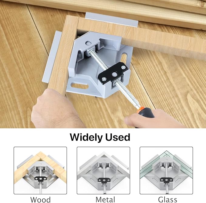 4PCS 90° Right Angle Corner Clamps – Heavy Duty Aluminum Alloy Adjustable Woodworking Clamps with 2.75" Jaw Opening for Welding, Cabinets, Picture Frames, Furniture Assembly, DIY Projects