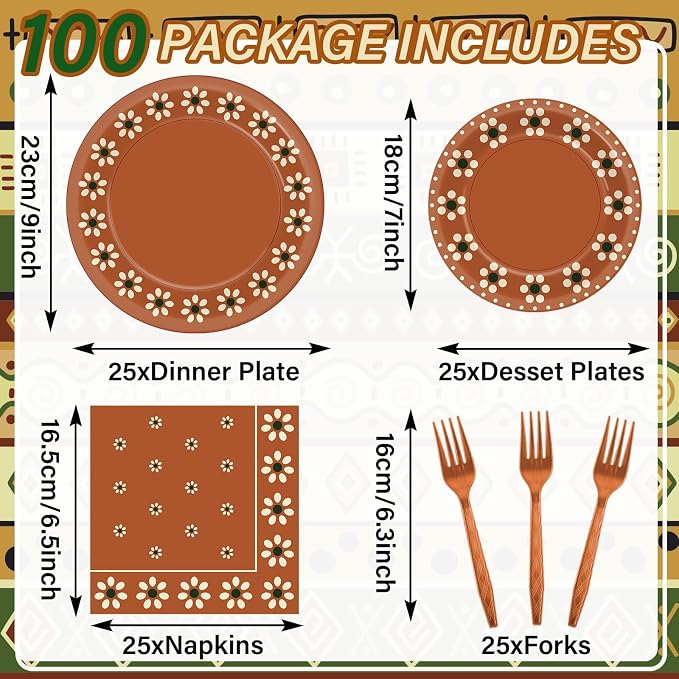 100 Pcs Cielito Lindo Plates Platos De Barro Mexicanos Mexican Party Plates and - Image 2