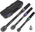 1/4 3/8 1/2-inch Drive Click Torque Wrench, 4Pcs Torque Wrench Set 20-240 in.lb, 5-45 ft.lb, 20-160 ft.lb，with 1 Adapter，Adjustable Torque Wrench Set for Bike, Motorcycle, Car Maintenance
