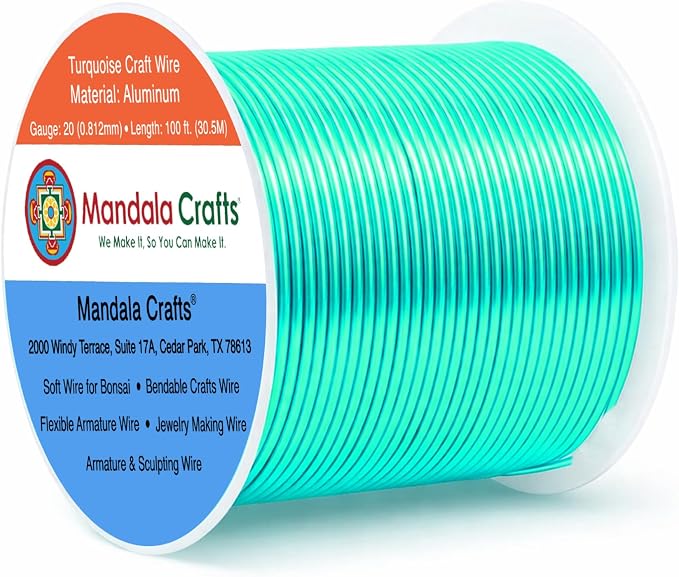 Mandala Crafts 20 Gauge Turquoise Anodized Aluminum Craft Wire, 100 FT | Colored by MandalaCrafts