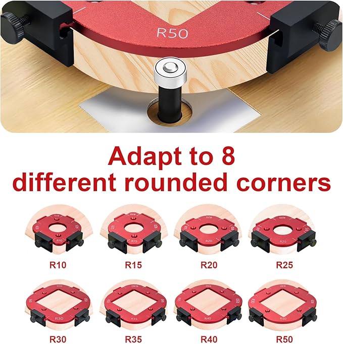 Aluminum Router Bit Corner Radius Template Jig Set - Precise Woodworking Tool for Creating Radius Edges - Easy-to-Use & Durable Templates for DIY Projects