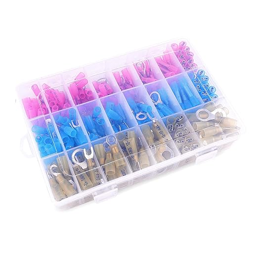 Nilight - 50006R 135 PCS Heat Shrink Wire Connectors - Electrical Terminals Kit - Marine Automotive Crimp Connector Assortment - Ring Fork Hook Spade Butt Splices, 2 Years Warranty