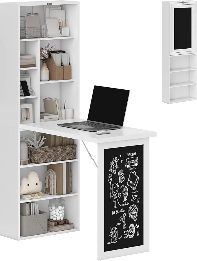 HOMCOM Foldable Convertible Writing Table Space-Saving Computer Desk White | by HOMCOM