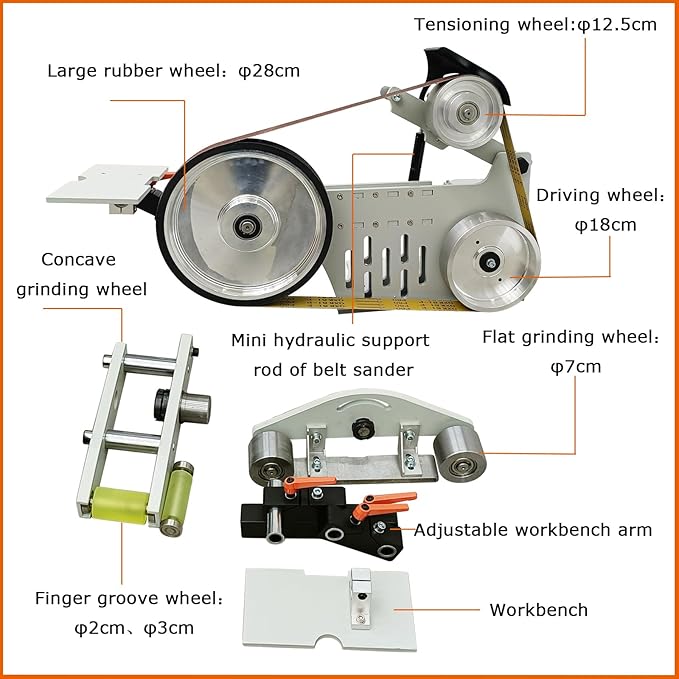 TECHTONGDA Belt Sander Grinder Variable Speed 72inch Belt with 3 Grinding Wheel Bench for Knives Cutting Tools Double-layer Framework 220V