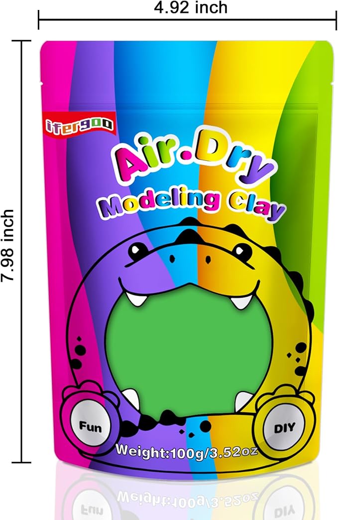 ifergoo Green Air Dry Clay, DIY Creative Modeling Clay - Image 3