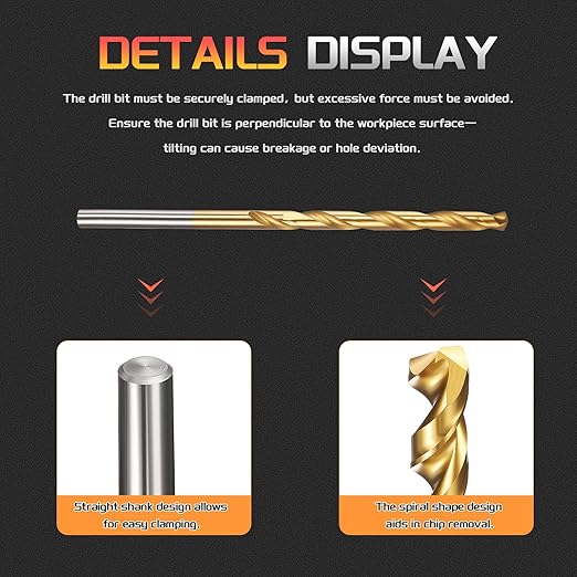 Drill Bit, 9/64" Cutting Diameter, 4341 HSS TiN Coated 135° Cutting Angle Jobber Bits - (Applications: for Drilling Soft Metal Plastic Wood), 10-Pieces