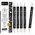 Artecho Dual Tip Acrylic Paint Pen White 5pcs set-Fine Tip and Brush Tip by Artecho
