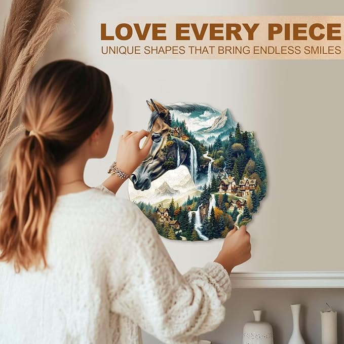 Mountain and River Horse Puzzles Adults Gifts Wooden 100 Pieces 8.5 * 8.2in - Image 6