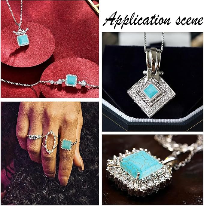 arricraft 80 Pcs Cracked Stone Cabochon, 8 Size Square Shape Gemstones Beads - Image 7