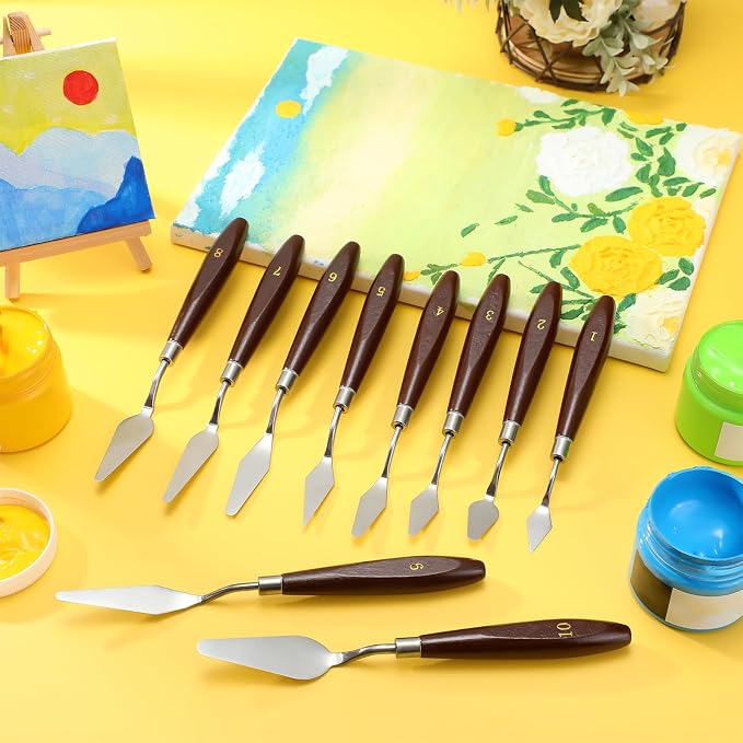 Lasnten 27 Pcs Palette Knife Set Stainless Steel Wood Handle Acrylic Paint - Image 5