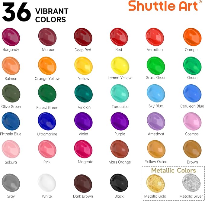 Shuttle Art Acrylic Paint, 36 Colors Acrylic Paint Set - Image 3