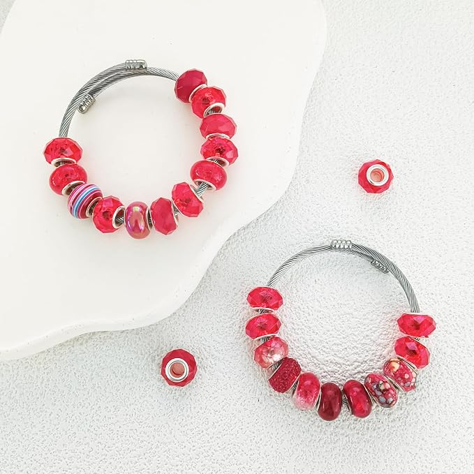 Large Hole Beads Spacer Beads Red Assorted European Craft Big Beads Large Hole - Image 3