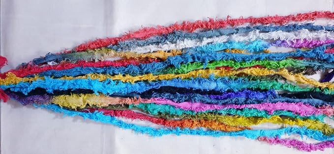 20-Piece Bright Cotton Yarn Strips 1 Yard Colorful Frayed Fabric Ribbon - Image 8
