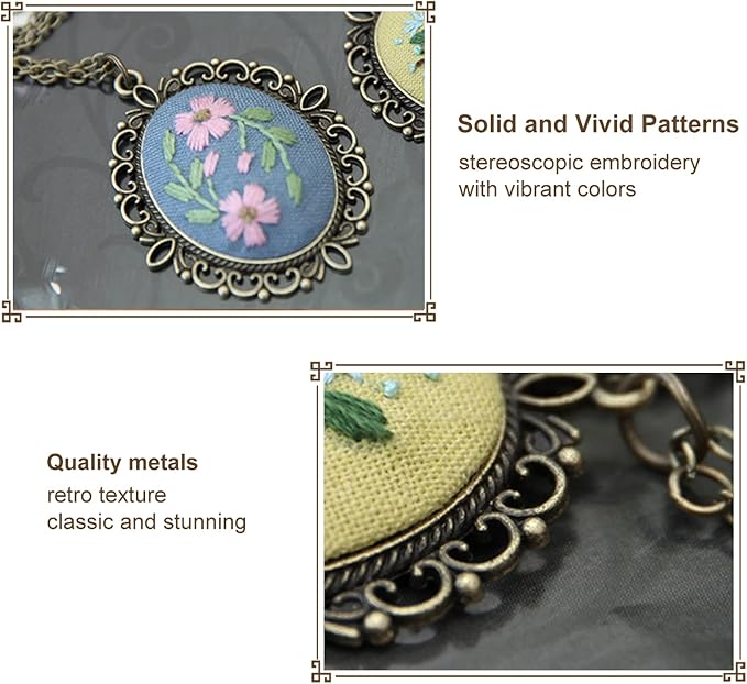 ZOCONE 4 Packs Embroidery Necklace Kits, Embroidery Pendant Kit Mini Cross - Image 5