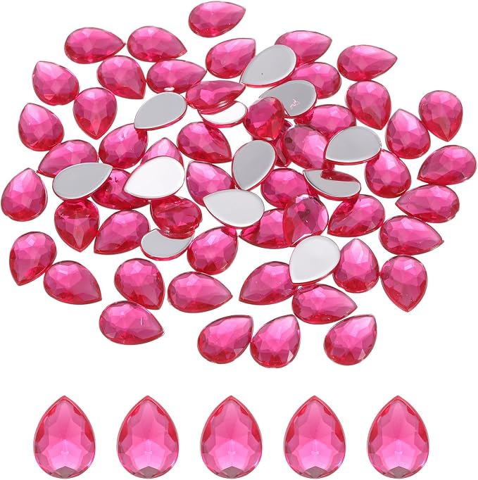 MECCANIXITY 50PCS Flat Back Acrylic Teardrop Gems 10x14mm Artificial Rhinestones by MECCANIXITY