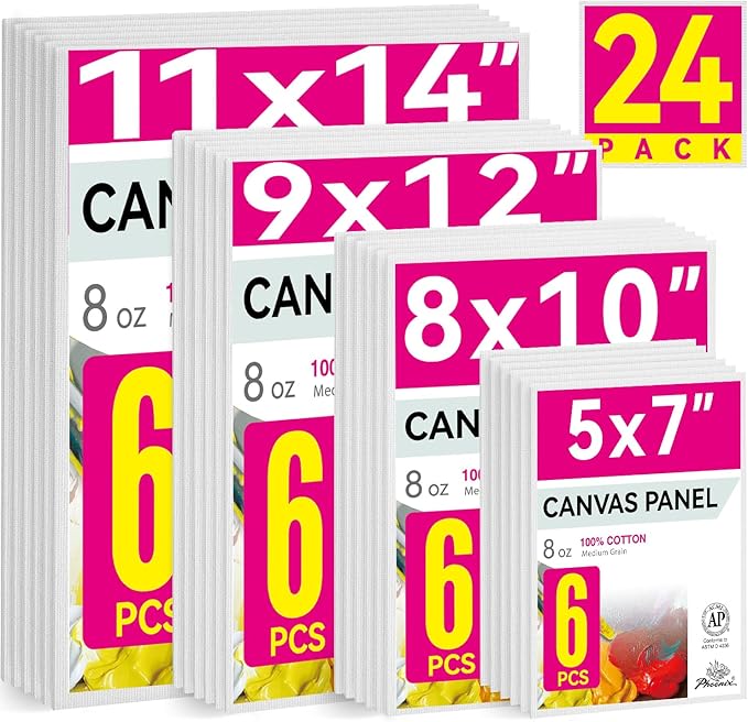 PHOENIX 24 Pack Canvases for Painting by PHOENIX