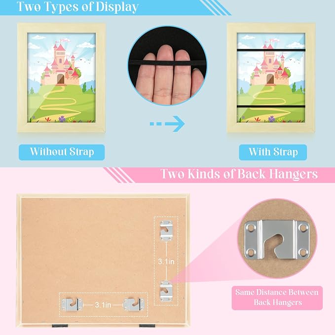 Kids Art Frames, 8.5x11 Front Opening Kids Artwork Frames Changeable, Apricot - Image 2