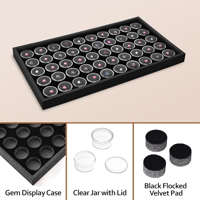 Ikee Design Black Foam Gem Jars Showcase Stackable Display Tray - Image 4